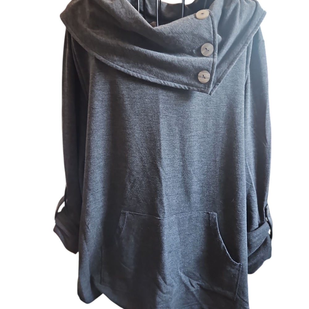 Soft Surroundings Charcoal Cowl Neck Sweater